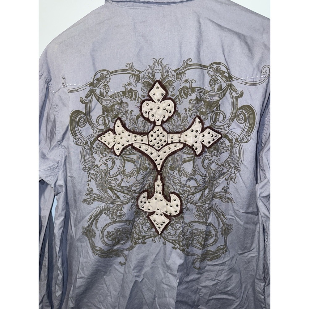 ROCK & ROLL COWBOY Men's Shirt Long Sleeve Embroidered Panhandle‎ Slim Size L
